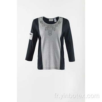 Pull femme col rond élastique